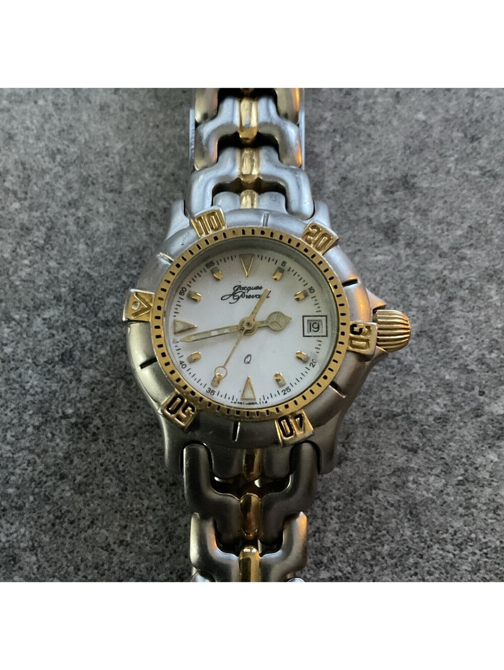 Vntg Jacques Prevard Womens Diver Style Watch 26mm Two Tone Case Swiss 7J Movt T